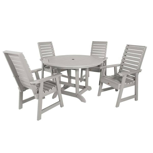Highwood Usa Weatherly 5pc Round Outdoor Patio Furniture Dining Set AD-DNW48-HGR - main